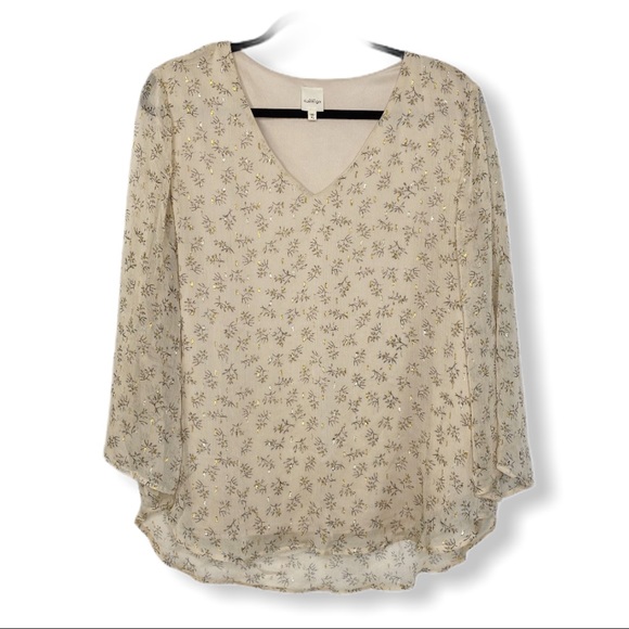 Kai Tops - Kaileigh Metallic Floral Blouse gold & silver